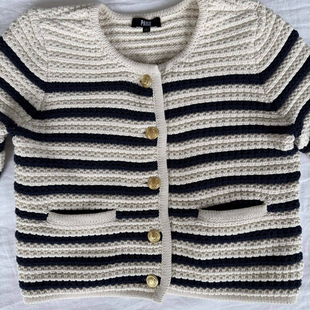 PAIGE Oberon Striped Cotton Cardigan